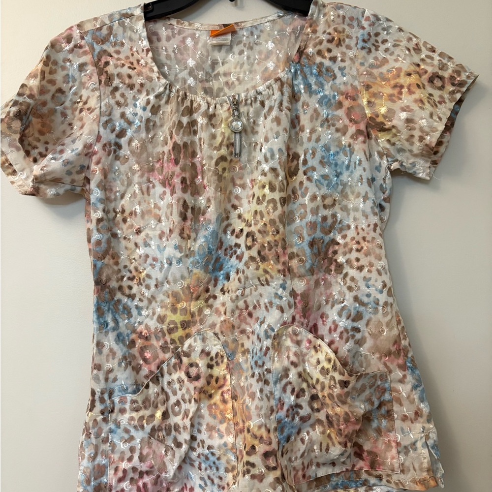 Leopard Print Women's Scrub top